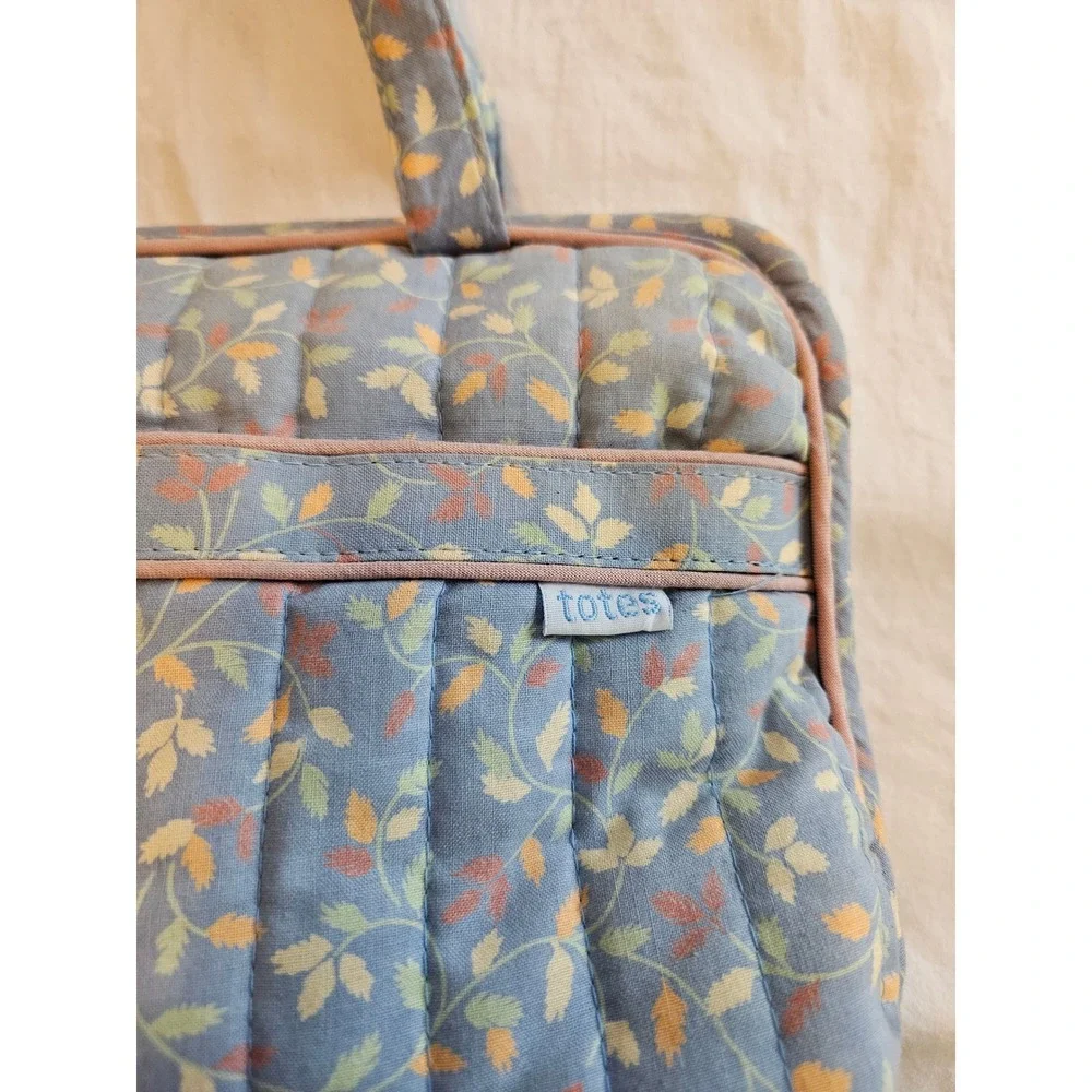 Totes Quilted Floral Cosmetic Bag Makeup Pouch Organizer 80's 90's Vintage